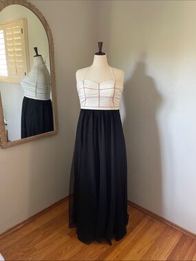 JS Collections Black and Cream Two-Tone Maxi Skirt